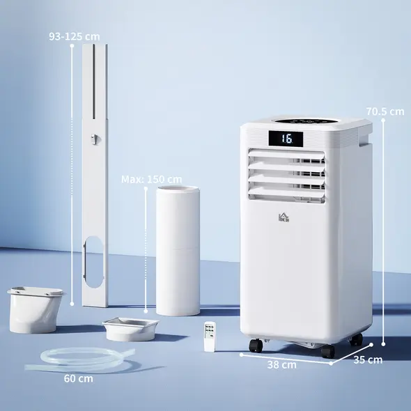 HOMCOM 10000 BTU Air Conditioning Unit, 3-in-1 Portable Air Conditioner, Dehumidifier, Cooling Fan with Remote Control, Digital Display, 2 Speeds, 24H Timer, Window Venting Kit, 22m² - 3