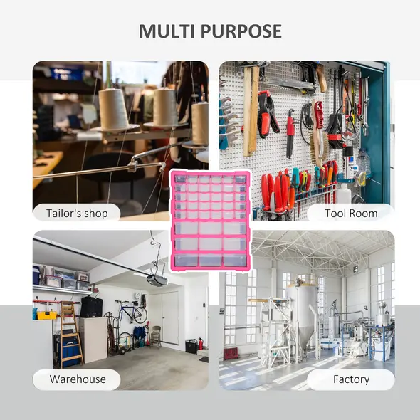 DURHAND 39 Drawers Parts Organiser Wall Mount Tools Storage Cabinet Small Nuts Bolts Garage Clear - 4