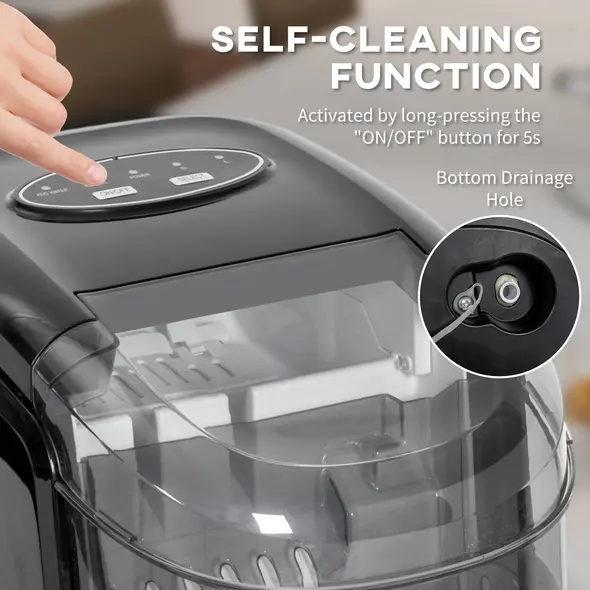 HOMCOM 12kg Countertop Ice Machine, with Scoop - 7