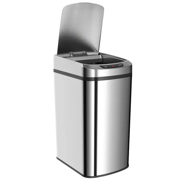 HOMCOM 12L Sensor Bin, Automatic Touchless Motion Sensor Kitchen Bin with Fingerprint Resistant Stainless Steel, Silver - 1