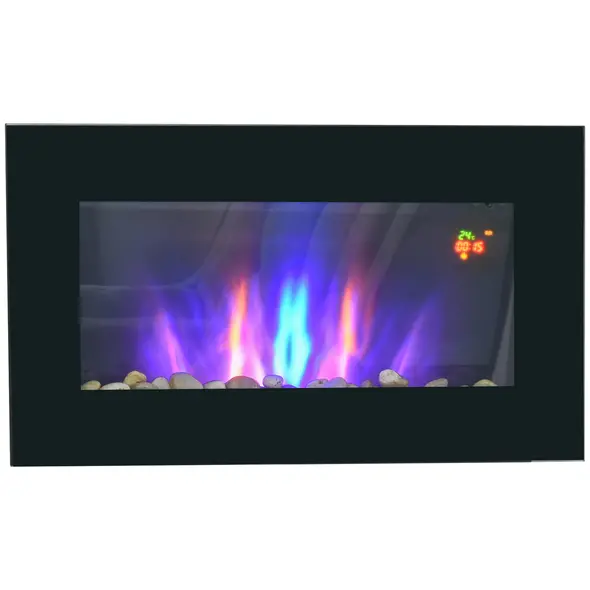 HOMCOM 1000W/2000W Electric Wall Fireplace w/ LED Flame Effect Timer Remote Sleek Stylish Safe Home Heating 20-25㎡ - 1