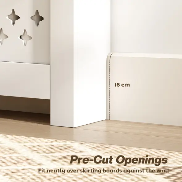 HOMCOM 108 x 19 cm Minimal Radiator Cover, with 2 Drawers - White - 7