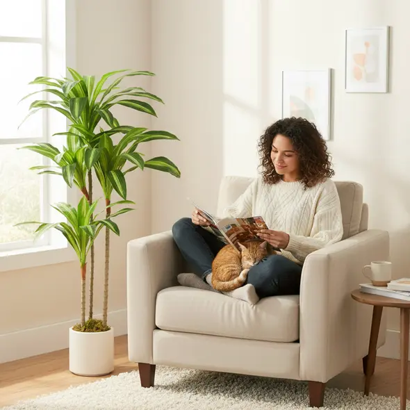 HOMCOM 120cm Artificial Dracaena Tree with Bendable Trunks - Green - 2