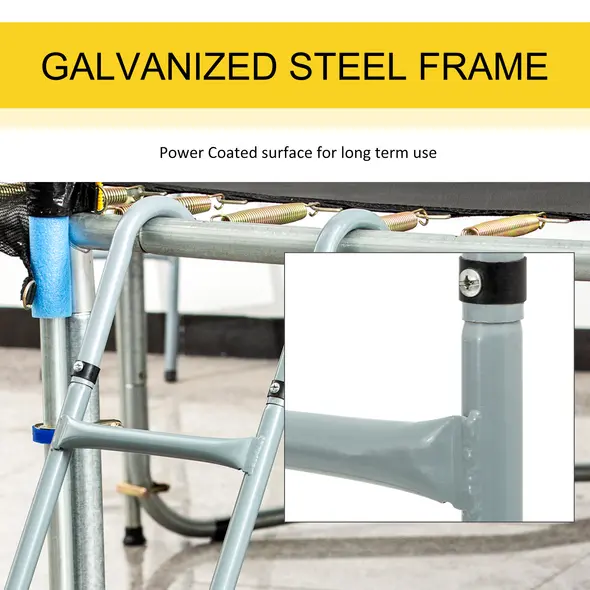 HOMCOM 12/14ft Trampoline Ladder Galvanized w/ Non-slip Mat - 6