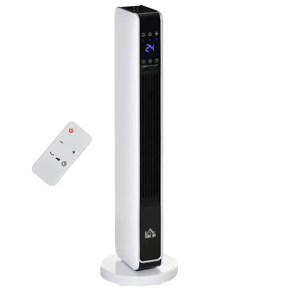 HOMCOM 1100W/2200W Space Heater with 65° Oscillation, Electric Heater with 2 Heat and Fan, 8-Hour Timer, Overheat & Tip Over Protection for Bedroom, 29 inch - 1