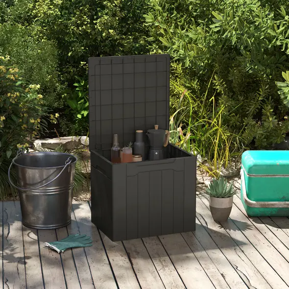 HOMCOM 107 L Plastic Storage Chest with Lid - Charcoal Grey - 2