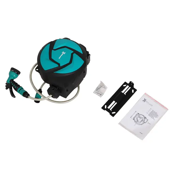 DURHAND 10m Garden Auto Hose Reel Wall Mounted Retractable 7 Patterns Spray Nozzle - 8