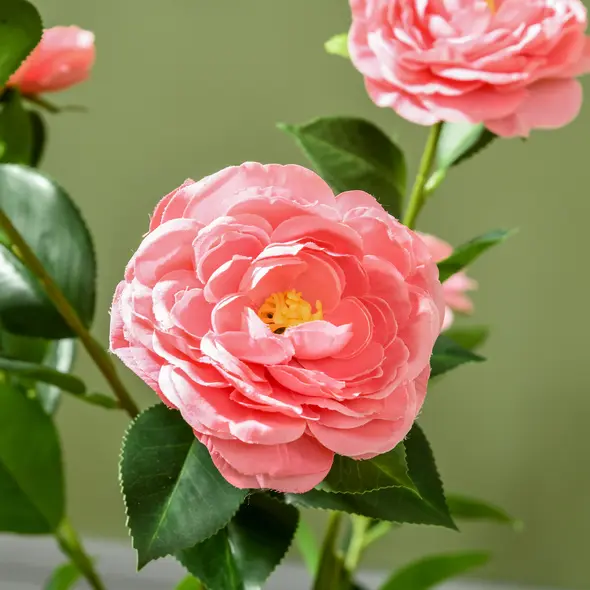 HOMCOM 2 Pieces Decorative Artificial Plants Camellia Flower with Pot, Fake Plant for Home Indoor Outdoor Decor, 95cm, Pink - 8