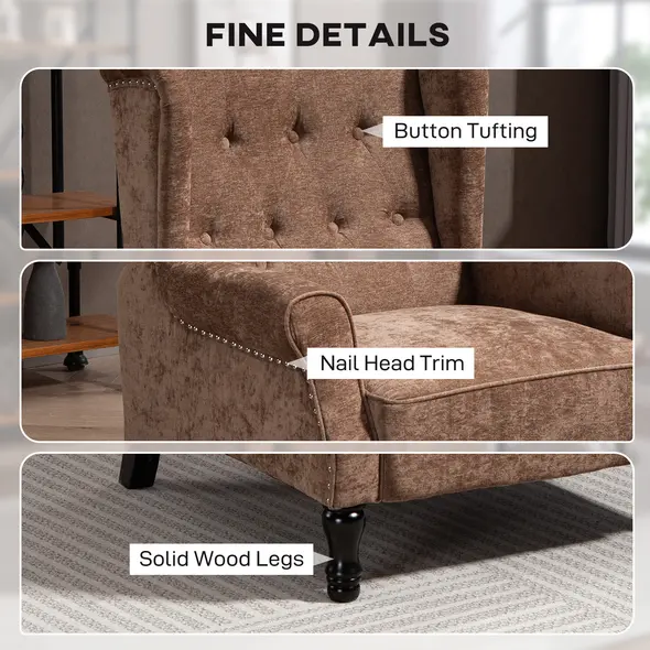 HOMCOM 150° Reclining Vintage Armchair, with footrest - Brown - 6