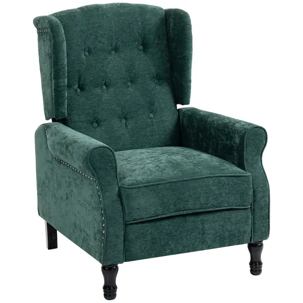 HOMCOM 150° Reclining Vintage Armchair, with footrest - Dark Green - 1