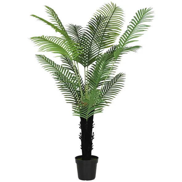 HOMCOM 175cm Artificial Areca Palm Tree with 16 PE Leaves, Decorative Artificial Plant with Plastic Pot and Flocked Soil, Fake Plant for Home Office Decor, Green - 1