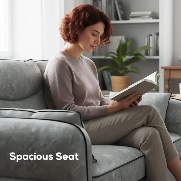 HOMCOM 2 Seater Sofa, Faux Leather Loveseat - Grey - 5