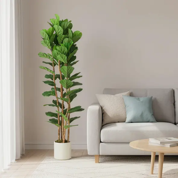 HOMCOM 180cm Artificial Fiddle Leaf Fig Tree - Green - 8