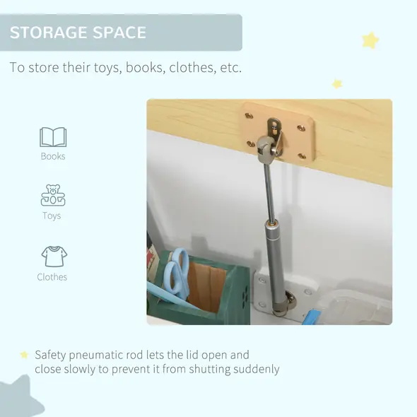 HOMCOM 2 In 1 Wooden Toy Box, Seat Storage Bench, Storage Chest Cabinet Organiser, with Safety Pneumatic Rod - 5