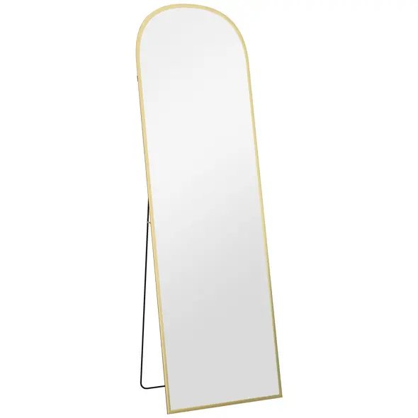 HOMCOM 162cm Aluminium Frame Standing Mirror - Gold - 1