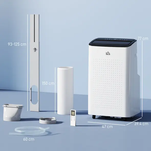 HOMCOM 14000 BTU Mobile Air Conditioner for Room up to 35m², Smart Home WiFi Compatible, with Dehumidifier, Fan, 24H Timer - 3