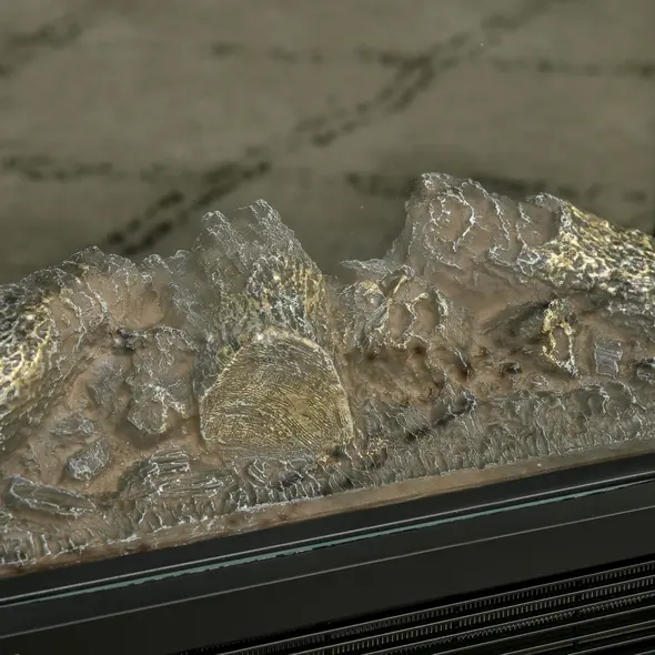 HOMCOM 180° Charming Electric Fireplace Heater, Quiet Freestanding Stove with LED Flame Effect, 3-Sided Tempered Glass Panels, Level-less Temperature Control, Overheat Protection, 1000W/2000W, Black - 9