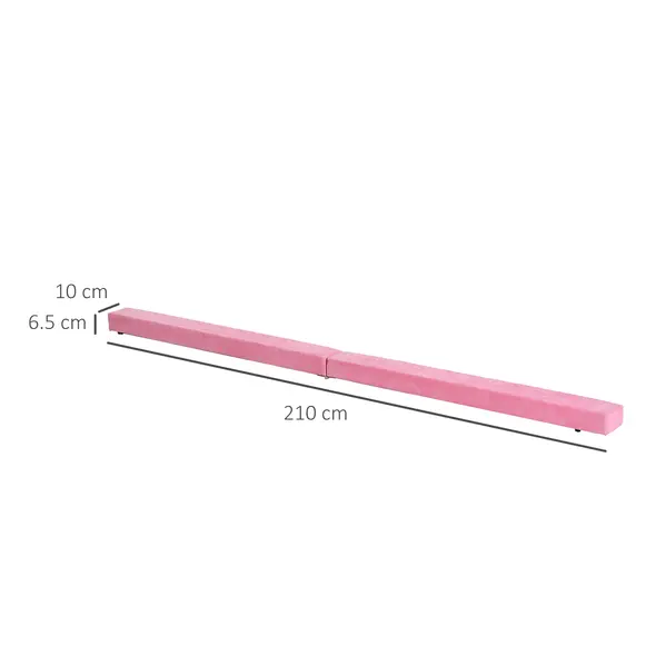HOMCOM 2.1M 7FT Gymnastics Folding Balance Beam Home Gym Training Exercise Sports - Pink - 3