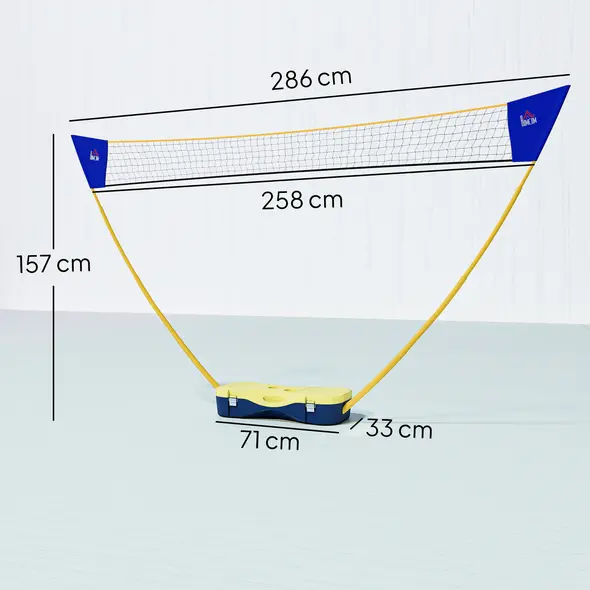 HOMCOM 2.8m Portable Folding Badminton Net Set with 4 Badminton Rackets and 2 Nylon Shuttlecocks, for Adults Kids Indoor Outdoor Exercise Training - 3