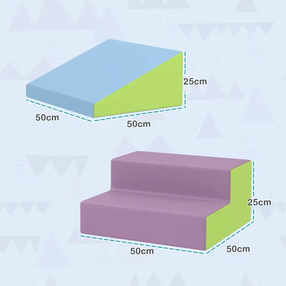 HOMCOM 2 Piece Soft Play Set for Toddler Climb and Crawl, for 12-36 Months, Blue - 3