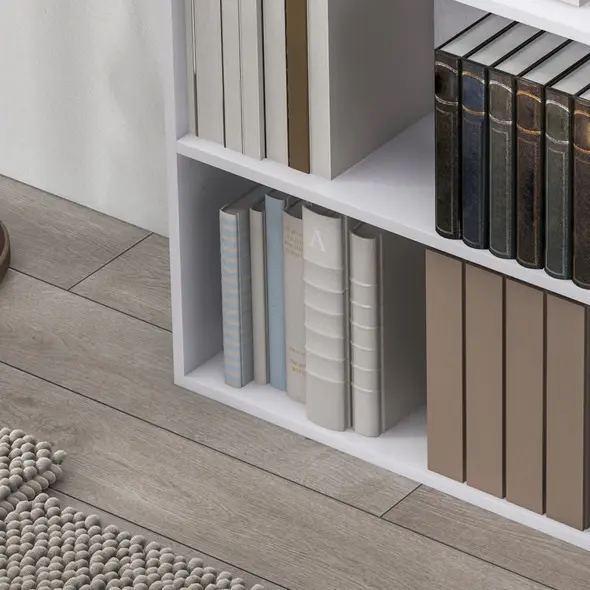 HOMCOM 2 Tier Bookshelf, Low Bookcase with Adjustable Shelf, 2 Compartments for Home Office, Living Room, Study, White - 9