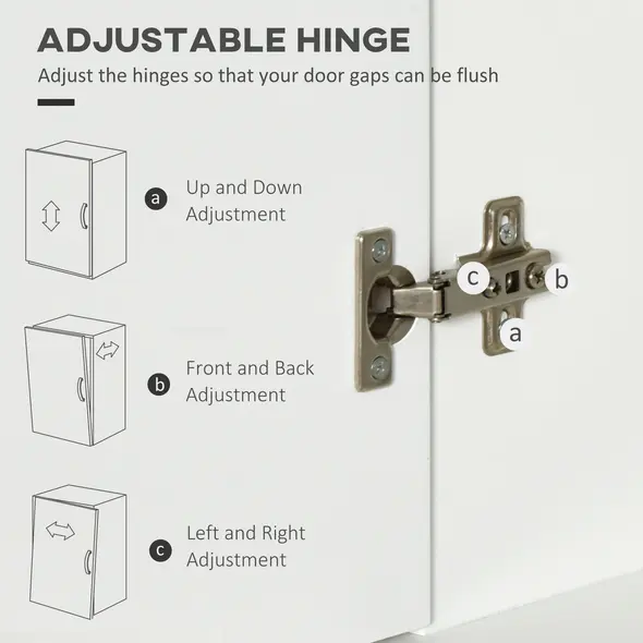 HOMCOM 184cm Tall Kitchen Cupboard, Freestanding Kitchen Pantry Storage Cabinet with 4 Doors, 3 Adjustable Shelves, Drawer, Anti-tipping Device, Sideboard Organiser for Dining Room, Living Room, White - 7