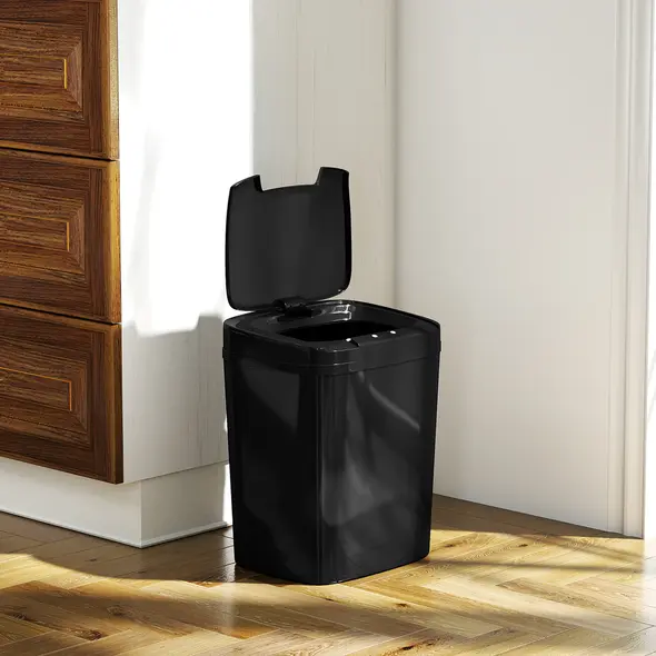 HOMCOM 15L Sensor Bin, Automatic Touchless Kitchen Bin, Easy Clean, Battery Operated for Home Office, Bedroom, Bathroom, Black - 2