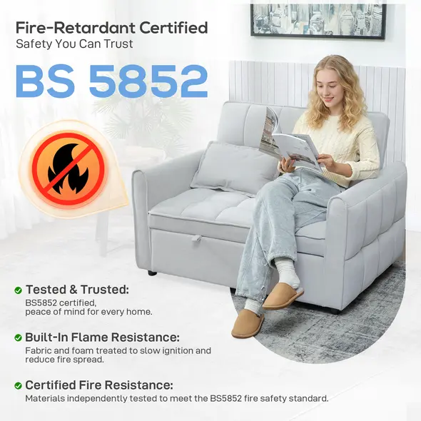 HOMCOM 2 Seater Sofa Bed, 3-in-1 Convertible Sleeper Sofa with Click-clack Adjustable Backrest and 2 Pillows, Light Grey - 9