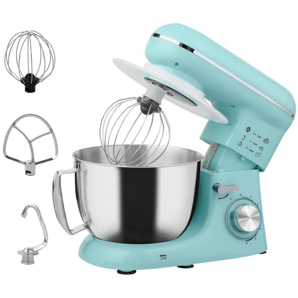 HOMCOM 1300W Kitchen Stand Mixer, with Accessories - Blue - 1