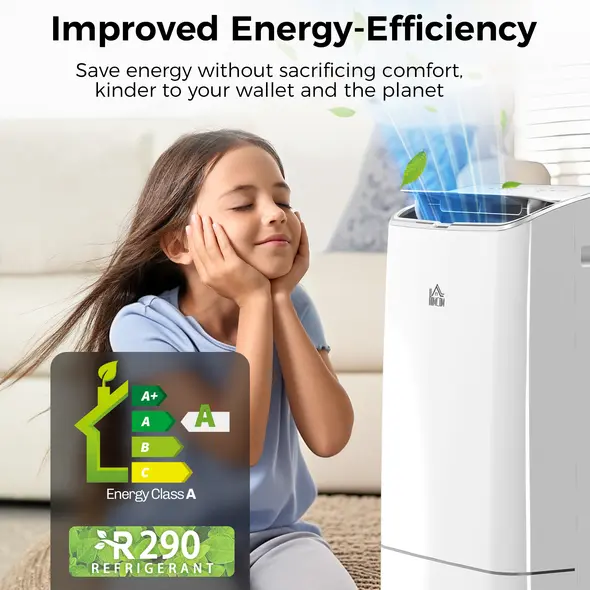 HOMCOM 14000 BTU Mobile Air Conditioner, 35m², Smart Home WiFi, with Dehumidifier, Fan, 24H Timer, Window Kit, White - 6