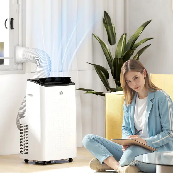 HOMCOM 14000 BTU Mobile Air Conditioner for Room up to 35m², Smart Home WiFi Compatible, with Dehumidifier, Fan, 24H Timer - 2