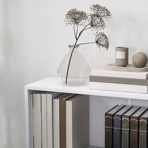 HOMCOM 2 Tier Bookshelf, Low Bookcase with Adjustable Shelf, 2 Compartments for Home Office, Living Room, Study, White - 8