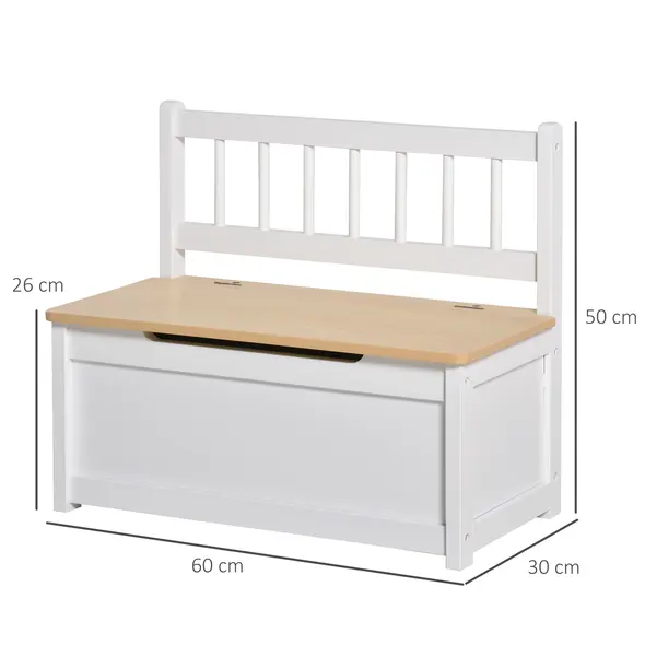 HOMCOM 2 In 1 Wooden Toy Box, Seat Storage Bench, Storage Chest Cabinet Organiser, with Safety Pneumatic Rod - 3