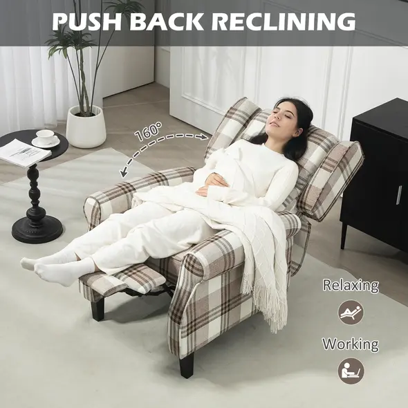 HOMCOM 160° Reclining Armchair, with Footrest - Brown - 4