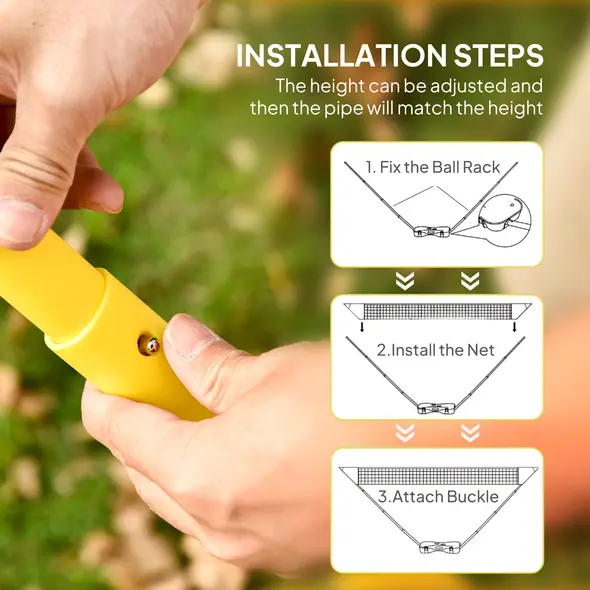 HOMCOM 2.8m Portable Folding Badminton Net Set with 4 Badminton Rackets and 2 Nylon Shuttlecocks, for Adults Kids Indoor Outdoor Exercise Training - 5