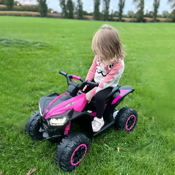 HOMCOM 12V Ride-On Quad Bike w/ Music, Horn, for Ages 3-5 Years - Pink - 9