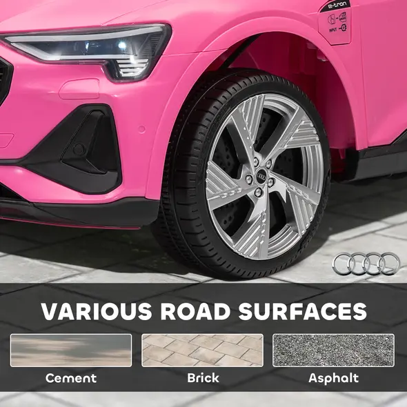 HOMCOM 12V Kids Electric Ride on, Electric Car for Kids with Parental Remote, Music, Lights, Suspension Wheels, Pink - 8