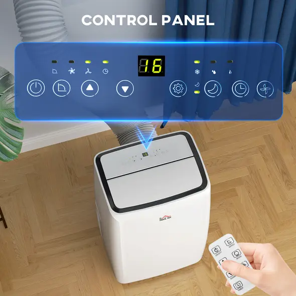 HOMCOM 14,000 BTU Mobile Air Conditioner, with LED Screen - White - 7