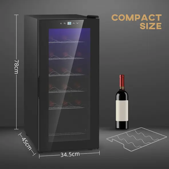 HOMCOM 18-Bottle Narrow Wine Fridge, with Lights - Black - 5