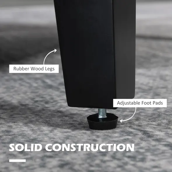 HOMCOM 2 Pieces Modern Armchairs with Rubber Wood Legs, Upholstered Accent Chairs, Single Sofa for Living Room, Bedroom, Grey - 6