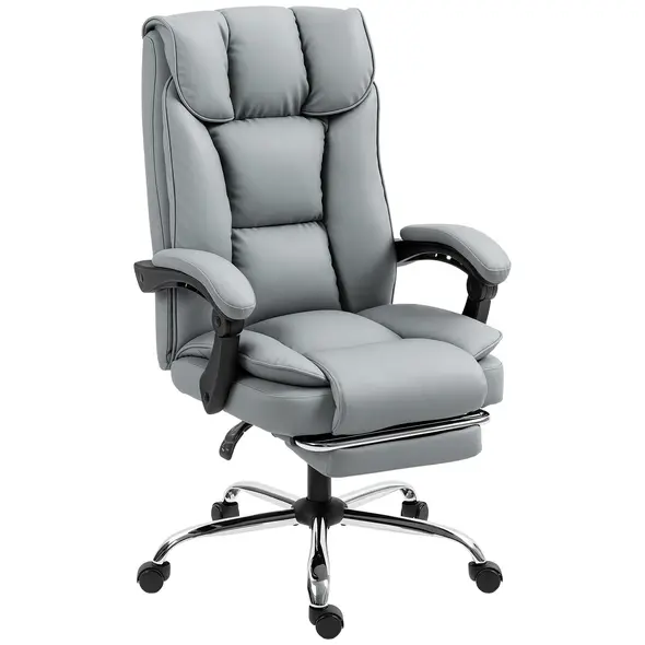 HOMCOM 155° Reclining Faux Leather Swivel Office Chair -Black - 1