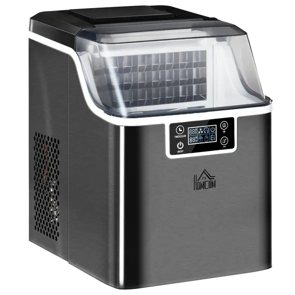 HOMCOM 3.2L Compact Ice Machine, with LCD Screen and Accessories - Black - 1