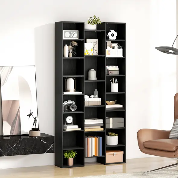 HOMCOM 21-Compartment Bookshelf - Black - 8