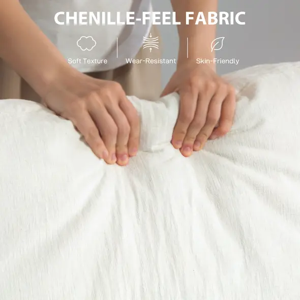 HOMCOM 3 Seater Sofa with USB Ports & Cup Holders - Cream White - 8