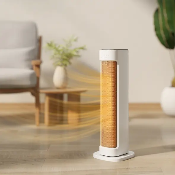 HOMCOM 2000W Ceramic Electric Heater with 3 Heat Settings, Timer - White - 2