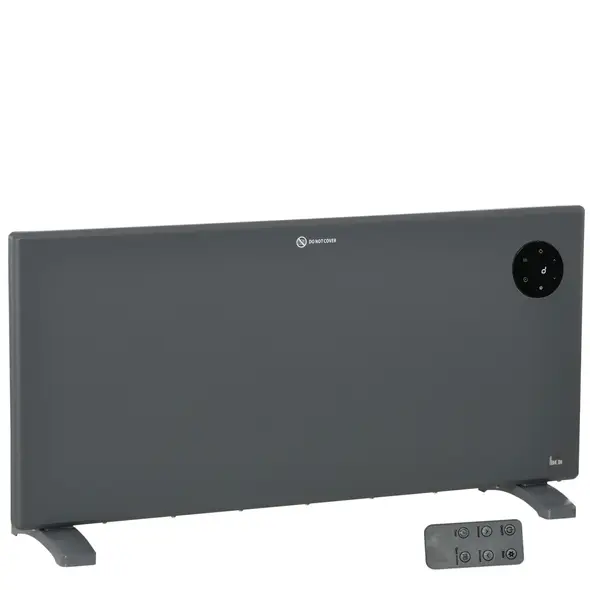 HOMCOM 2000W Electric Convector Heater, Freestanding or Wall Mounted, Space Heater with Adjustable Thermostat, Timer, Grey - 1