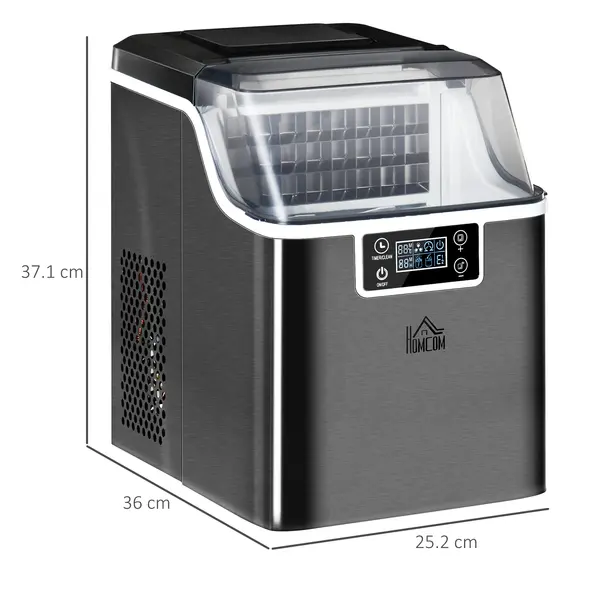 HOMCOM 3.2L Compact Ice Machine, with LCD Screen and Accessories - Black - 3