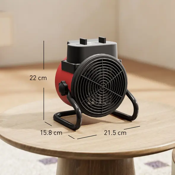 HOMCOM 2000W Portable Ceramic Electric Heater with Fan - Red - 3