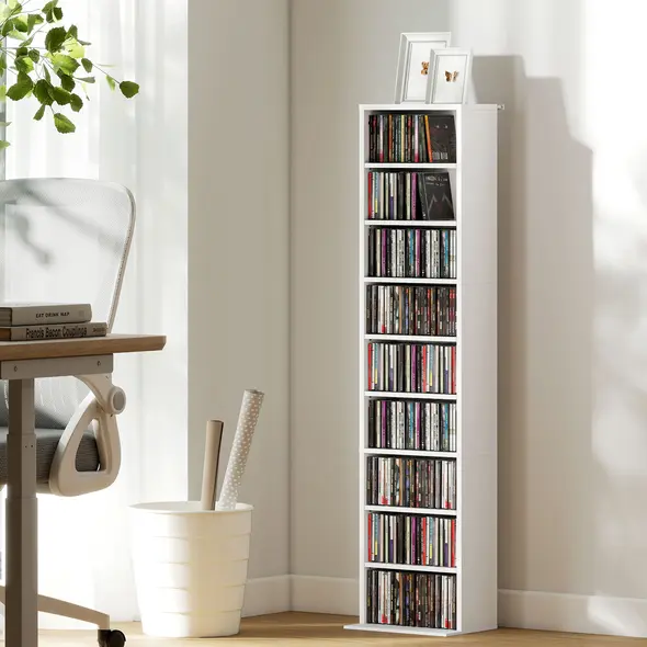 HOMCOM 260 Narrow CD Storage Unit - White - 2
