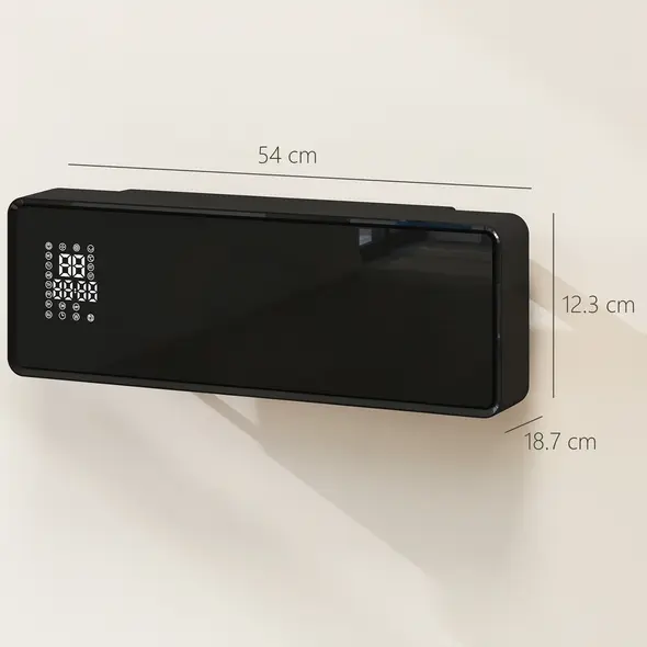 HOMCOM 2000W Ceramic Electric Heater with Fan, Adjustable Thermostat, Wall Mounted - Black - 3